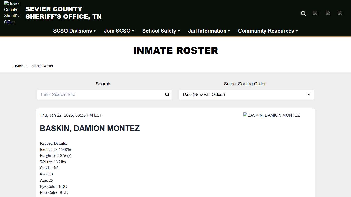 Inmate Roster Sevier County Sheriff’s Office